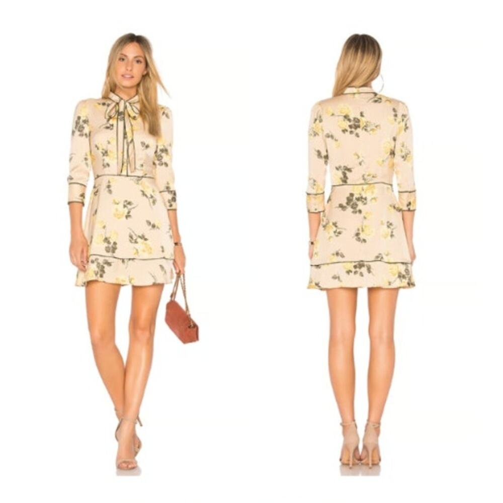 J.O.A Just One‎ Answer Long Sleeve Floral Yellow Rose Dress Size Medium